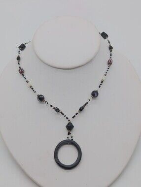 Teng Yue 20 In Handcrafted Black Beaded Pendant Necklace